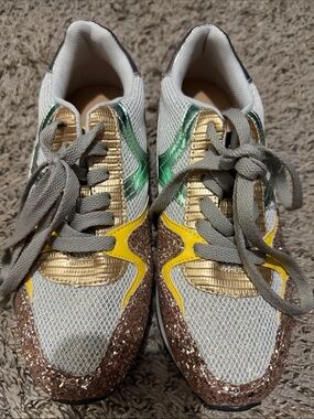Women's Metallic Gold, Yellow & Green Fashion Sneakers